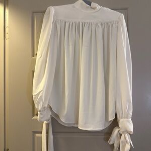 H&M Cream Blouse with Tie Cuffs